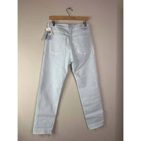 NWT Mother The Scrapper Cuff Ankle Fray Zip Denim Jeans Bottom Baby Blue Size 28 - Picture 8 of 9